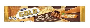McVitie's Gold Billions Wafer Bars, Chocolate & Hazelnut Flavour with Golden Caramel Chocolate, 39 g (Pack of 24)