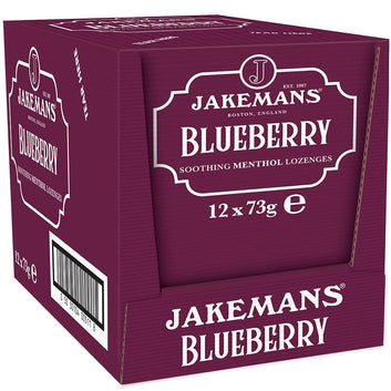 Jakemans Blueberry 73g - Pack of 12 - Soothing Menthol Sweets - Suitable for Vegetarians