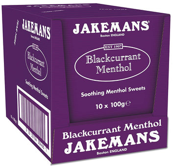 Jakemans Blackcurrant Flavour 100g Bags - Pack of 10 - Soothing menthol sweets - Suitable for vegetarians