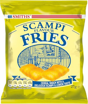 Smiths Pub Card Bundles Bacon Scampi Fries 24 x 27g British Snack Savory Snacks Party Snacks Lemon Flavour Crisps Veggie Friendly