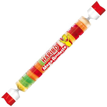 HARIBO Mega Roulette, Fruit Rubber Wheels, Chewy Jellies, 45g (Pack of 40)
