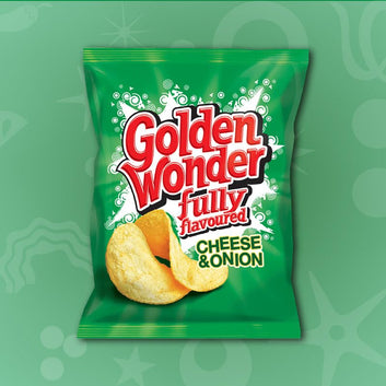 Golden Wonder Cheese & Onion Flavour Crisps, 32 x 32.5g, Bulk Buy Snacks for Lunchbox and Parties