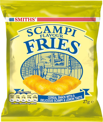 Smith Savoury Scampi Fries and Bacon Fries Mixed Pub Cards with Lemon Bacon Flavored 24 x 27g, British Snack Party Snacks Lemon Flavour Crisps Veggie Friendly Selection 12 of each flavour By HTLGLOBAL