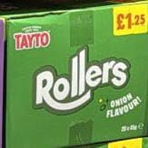 Tayto Rollers 20 × 45g, Onion Flavour, Perfect for School Lunches, Snack Parties, Picnics Crunchy Corn Snack Crisps
