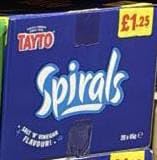 Tayto Spiral 20 × 45g, Salt and Vinegar Flavour, Perfect for School Lunches, Snack Parties, Picnics, Crunchy Corn Snack, Crisps