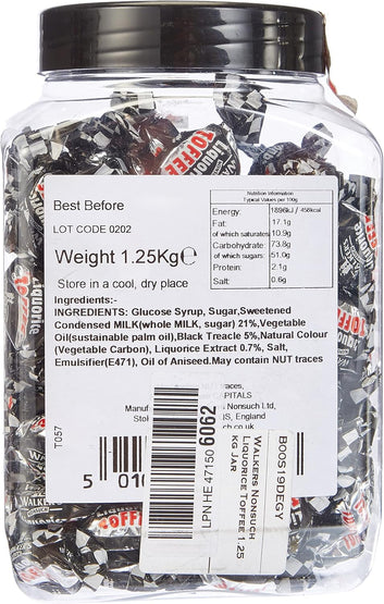 Walkers Nonsuch Liquorice Toffee 1.2 kg Jar Christmas Gifts Tradiotional Sweets BBE 05/08/2025