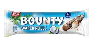 Bounty Crispy Wafer Rolls 24 x 22.5g Full Box Creamy Coconut & Chocolate Wafer Snacks Perfect Party, Lunchbox Snack Creamy & Crispy Goodness, Coconut Lovers, Treat for Yourself