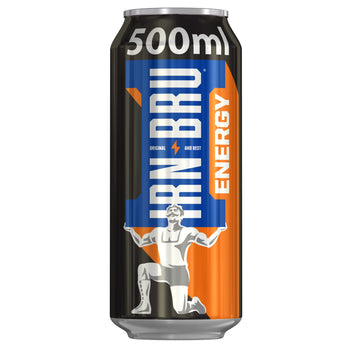 IRN-BRU Energy 12 Pack, Zero No Sugar Slim Can Energy Drink with Taurine, Caffeine & Vitamin B - 12 x 330ml Cans