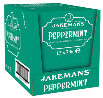 Jakemans Peppermint 73g - Pack of 12 - Soothing Menthol Sweets - Suitable For Vegetarians